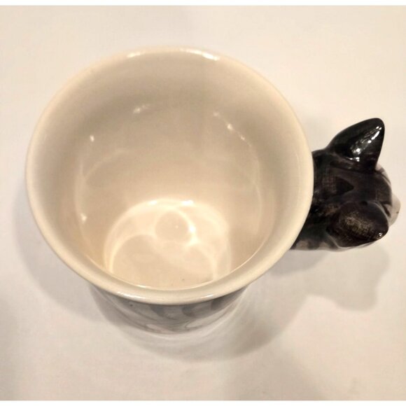 Tabby Kitty Cat Coffee Mug Sea Island Grey Ceramic Hand-Painted 3D - Picture 3 of 5